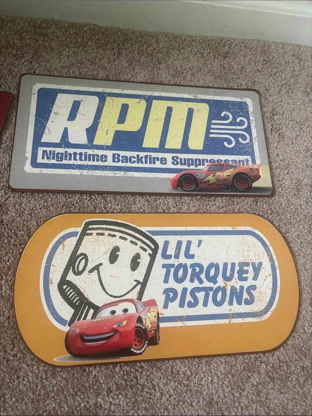 Disney Red Lightning McQueen Nitroade and Re-Volting Wall Signs